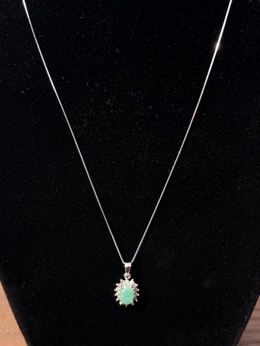 Emerald & Diamond 14K White Gold Over Sterling Silver 18” Necklace